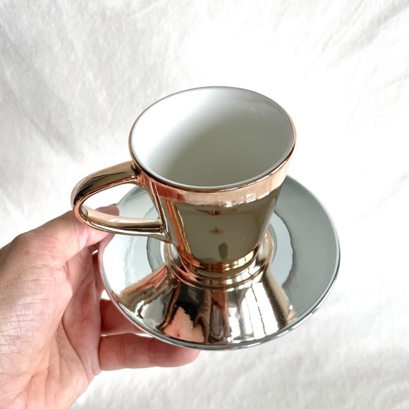 Starbucks Mirror Rose Gold Teacup/w Silver Saucer - Picture 9 of 16